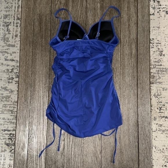 Assets by Spanx One-piece Shirred Underwire Push up Power Swimsuit Dress - Picture 2 of 12